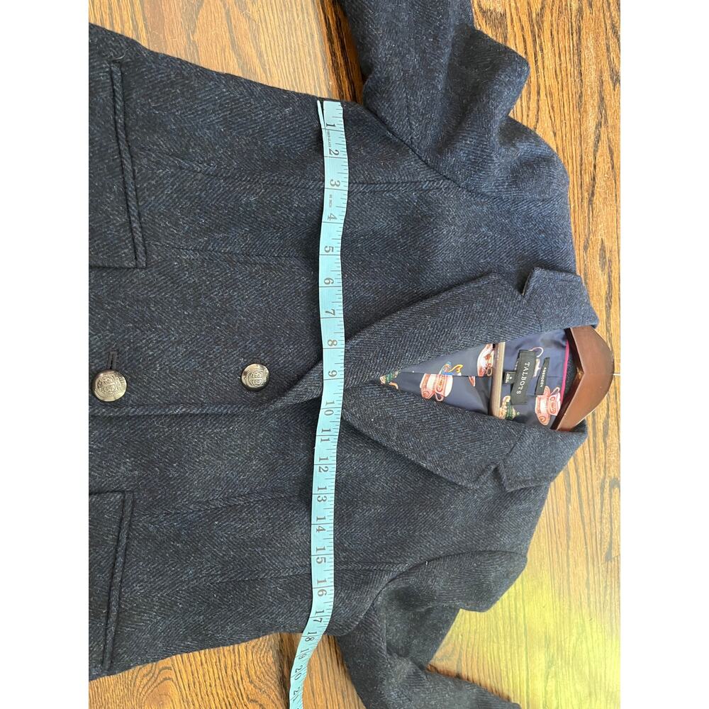 Talbots Aberdeen Navy Herringbone Wool Blend Blazer Jacket Size 8P teacup - Picture 6 of 7